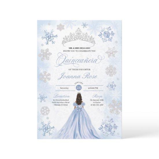 Blue Winter Wonderland Snowflake Quinceanera