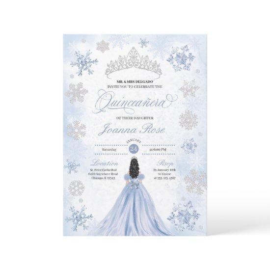 Blue Winter Wonderland Snowflake Quinceanera