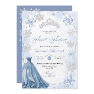 Blue Winter Wonderland Snowflake Sweet 16