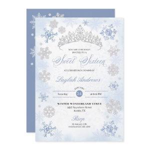Blue Winter Wonderland Snowflake Sweet 16
