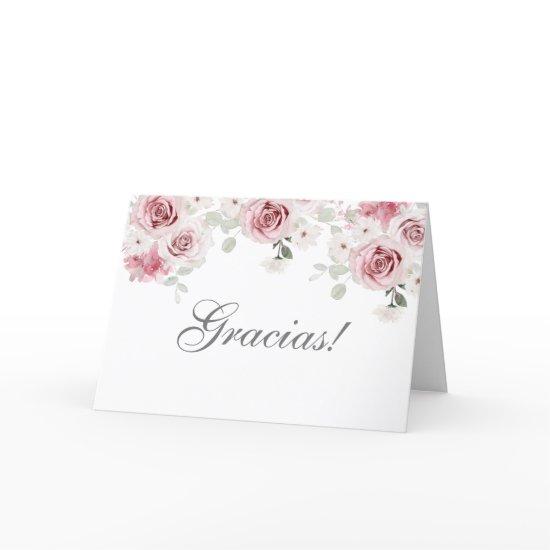Blusa Pink Floral Quinceañera Thank You Card