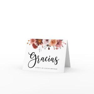 Blush and Burgundy Floral Quinceanera Gracias Card
