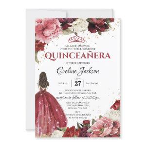 Blush and Burgundy peonies marsala Princess Dress