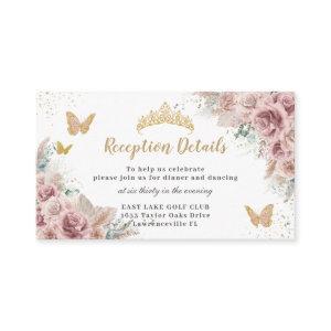 Blush Beige Floral Pampas Quinceañera Reception Enclosure Card