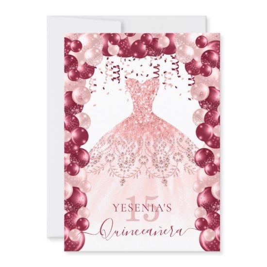 Blush Burgundy Quinceañera Balloon