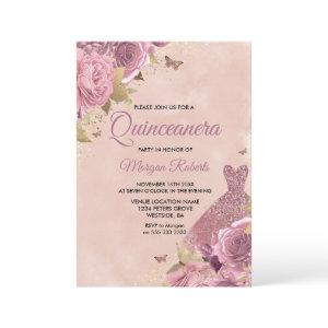 Blush Dress Dusty Rose Floral Quinceanera Party