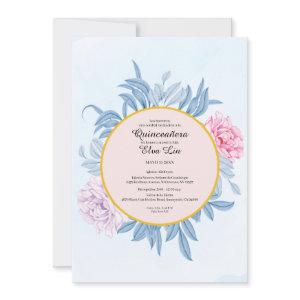 Blush Dusty Blue Watercolor Quinceanera Save The Date