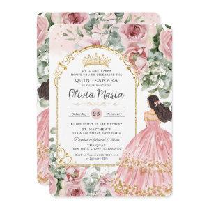 Blush Dusty Pink Floral Dress Quinceañera Sweet 16
