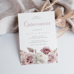 Blush & Dusty Rose Botanical Floral Quinceanera