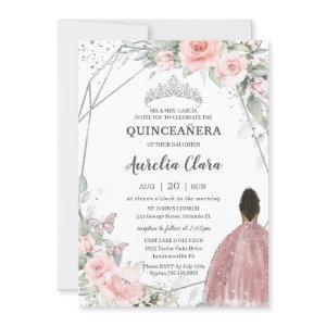 Blush Floral Brown Princess Butterfly Quinceañera