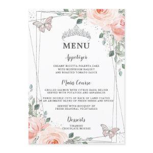 Blush Floral Butterflies Quinceañera Sweet 16 Menu