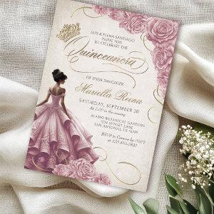 Blush Floral Dress Quinceañera