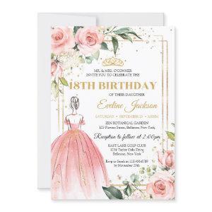 Blush floral pink princess dress gold tiara 18th