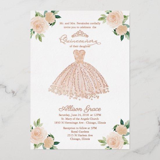 Blush Floral Quinceanera Foil