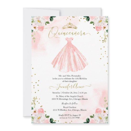Blush Floral Quinceanera  Bilingual
