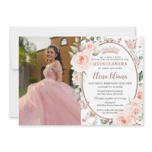 Blush Floral Rose Gold Butterflies Quinceañera