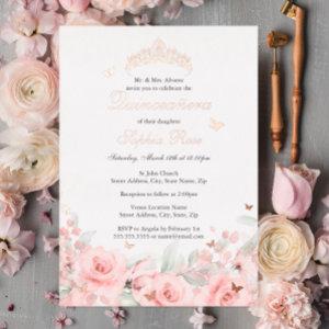 Blush Floral Rose Gold Butterfly Quinceanera Foil