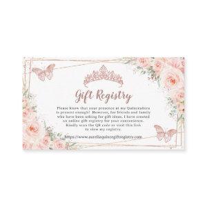 Blush Floral Rose Gold Quinceanera Gift Registry Enclosure Card