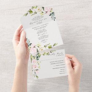 Blush Floral Traditional Wording Quinceañera All In One