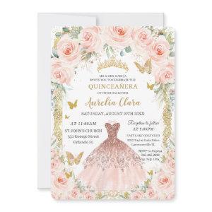 Blush Floral Vintage Rose Gold Dress Quinceañera