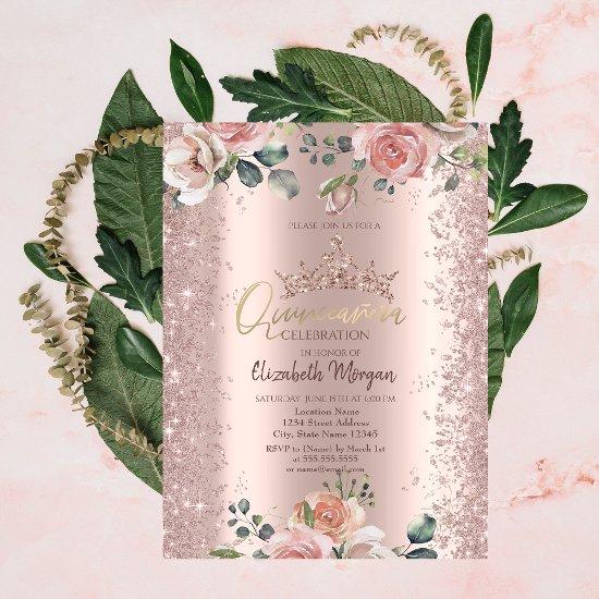 Blush Flowers Diamonds Rose Gold