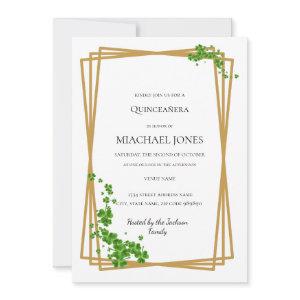 Blush Gold Floral Geometric Quinceanera  Invitatio