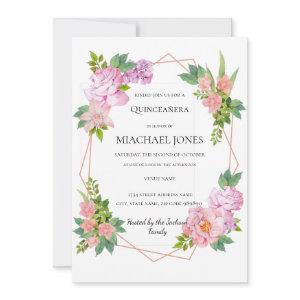 Blush Gold Floral Geometric Quinceanera