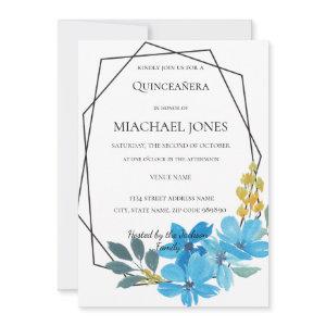Blush Gold Floral Geometric Quinceanera