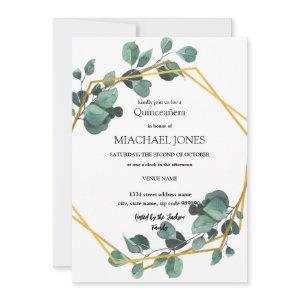 Blush Gold Floral Geometric Quinceanera