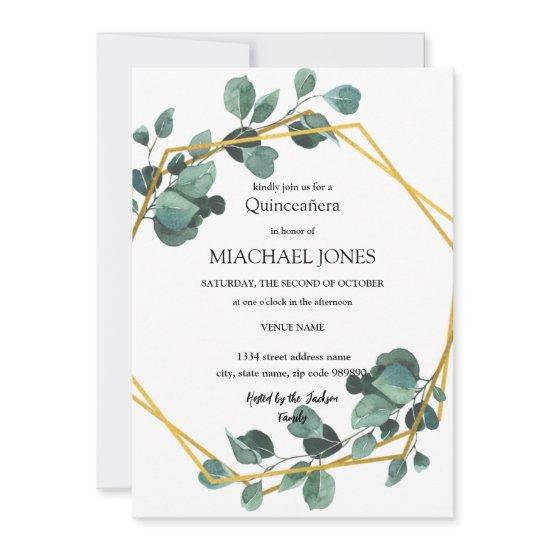 Blush Gold Floral Geometric Quinceanera