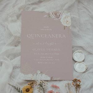 Blush & Ivory Floral Dusty Pink Quinceanera Party