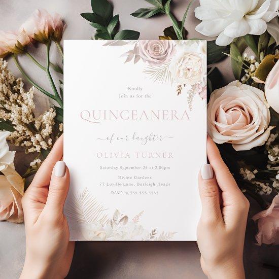 Blush & Ivory Floral Quinceanera Party Celebration