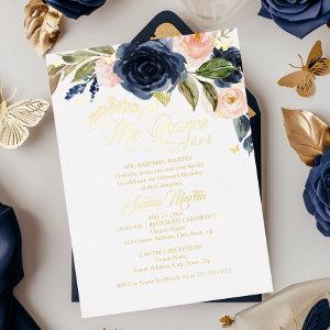Blush Navy Gold Butterfly Mis Quince Quinceanera Foil