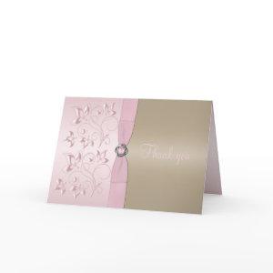 Blush Pink and Champagne Floral Thank You Card