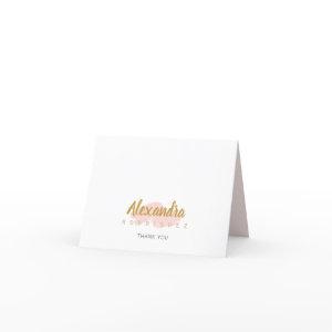 Blush Pink and Gold Quinceanera Thank You Card