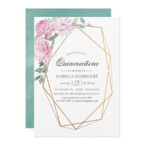 Blush Pink and Mint Geometric Floral Quinceañera