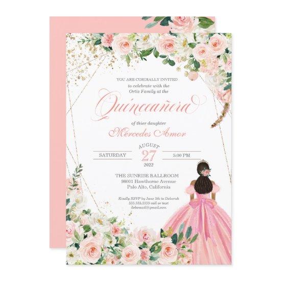 Blush Pink and White Floral Quinceanera