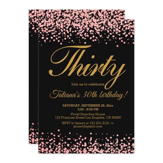 Blush Pink& Black Rose Gold Glitter Ombre Birthday