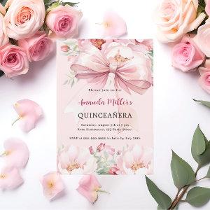 Blush pink bow florals Quinceanera