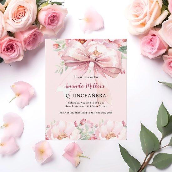 Blush pink bow florals Quinceanera