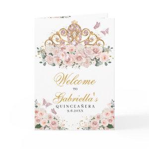 Blush Pink Butterfly Tiara Quinceanera Program