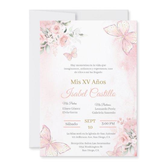 Blush Pink butterlfly Quinceanera