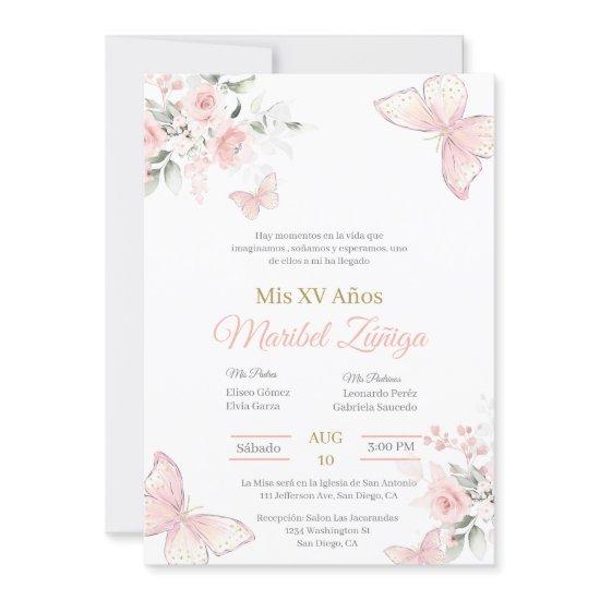 Blush Pink butterlfly Quinceanera