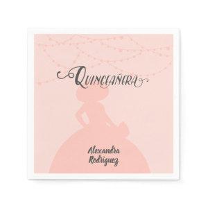 Blush Pink Charro Silhouette Quinceanera Napkins