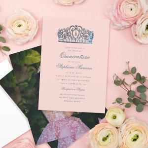 Blush Pink Diamond Crown Princess Quinceañera