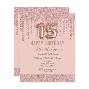 Blush Pink Diamond Drips Happy 15th Birthday