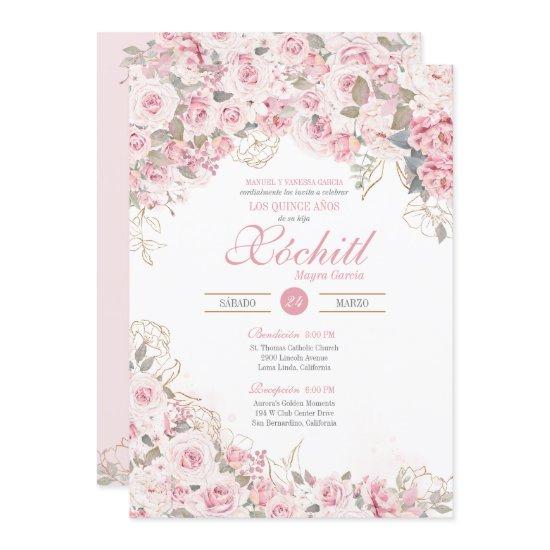 Blush Pink Elegant Rose Garden Blossom Quinceanera