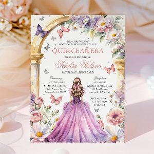 Blush Pink Floral Butterfly Quinceanera