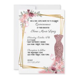 Blush Pink Floral Girly Quinceanera