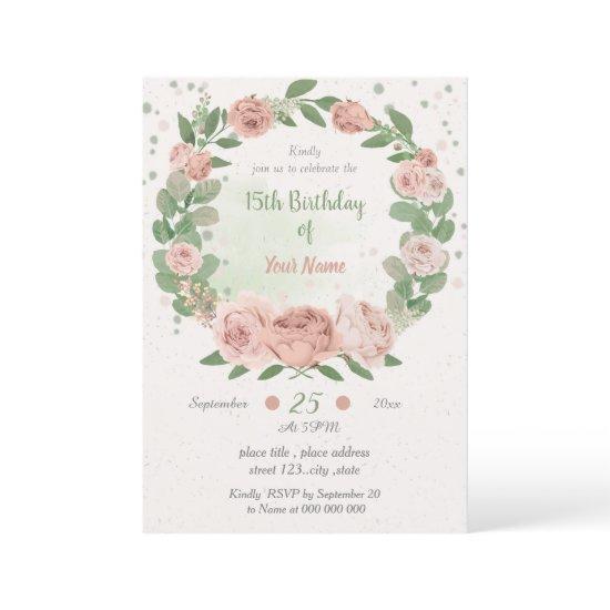 blush pink floral greenery wreath birthday